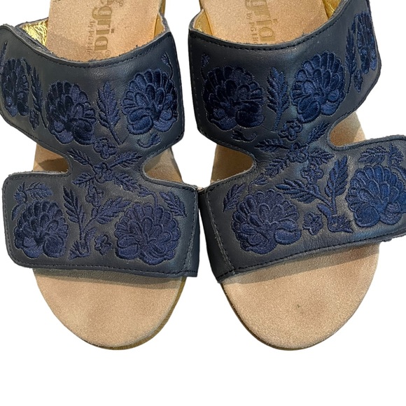 Alegria LIN-622N Blue Floral Embroidered Wedge Sandals, Sz 37 - Picture 8 of 15